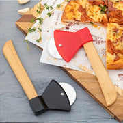 Stainless Steel Axe-Shaped Pizza Cutter 21cm with Bamboo Handle Kitchen Tool