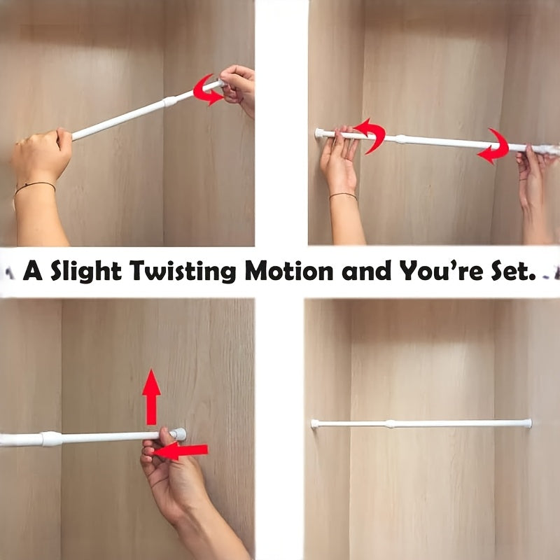 Adjustable White Refrigerator Cabinet Tension Rods Non-Slip Extension