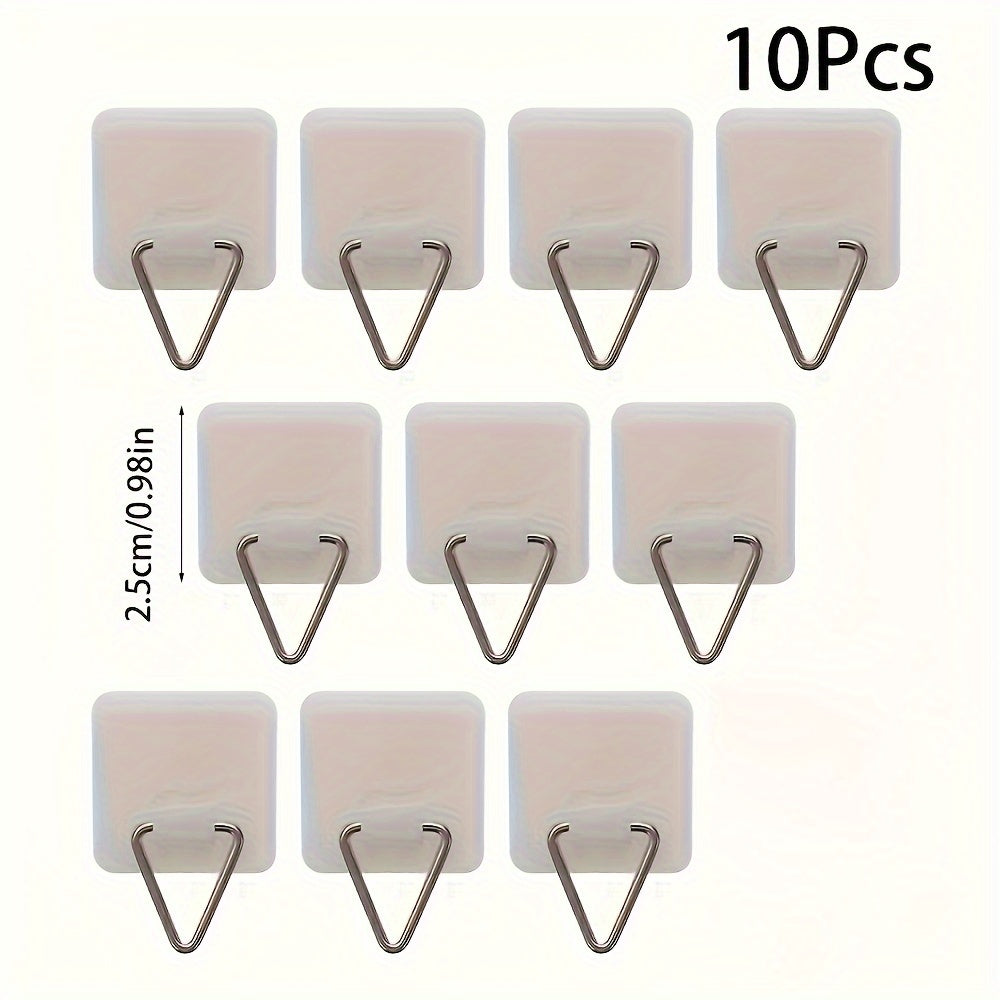 Ganchos de pared de plástico, pack de 10 con respaldo adhesivo para almacenamiento en el hogar