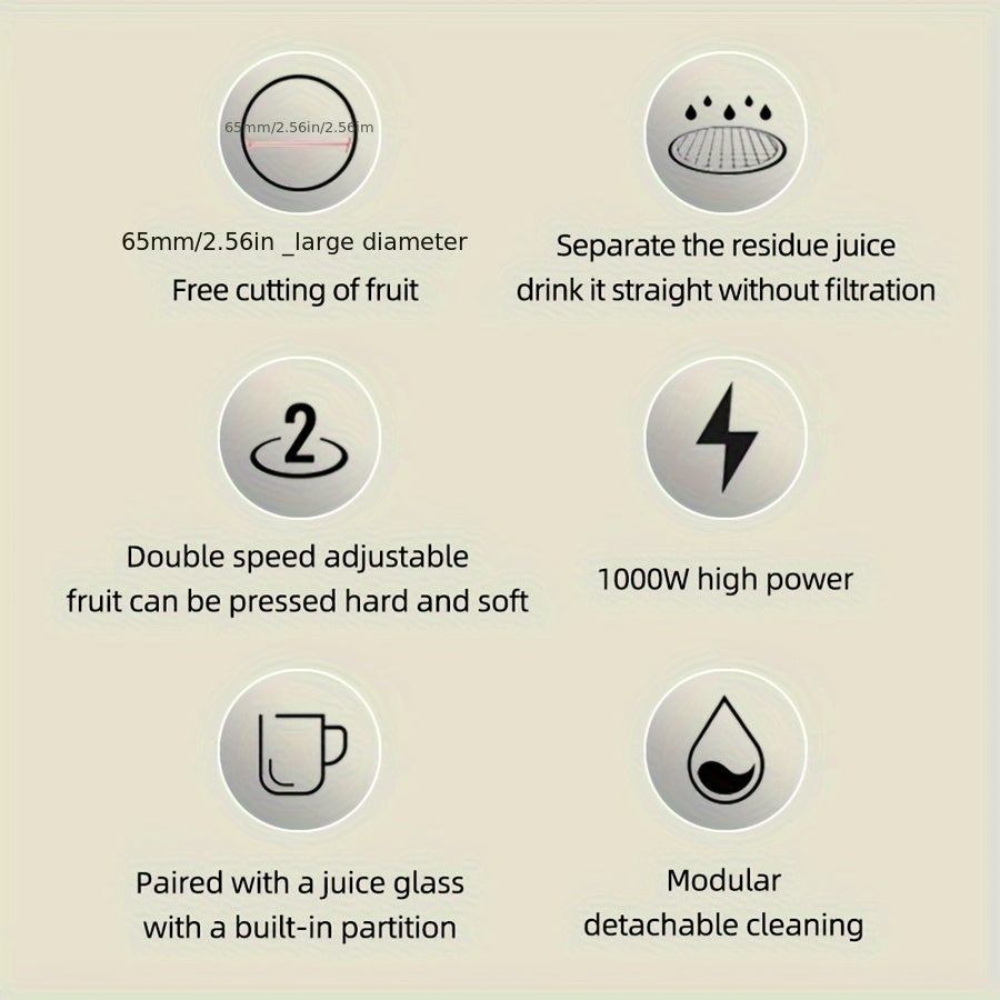 Extractor eléctrico de jugos 18000 RPM, de alta velocidad, centrífugo, de plástico apto para alimentos, capacidad de 0.5L a 1L