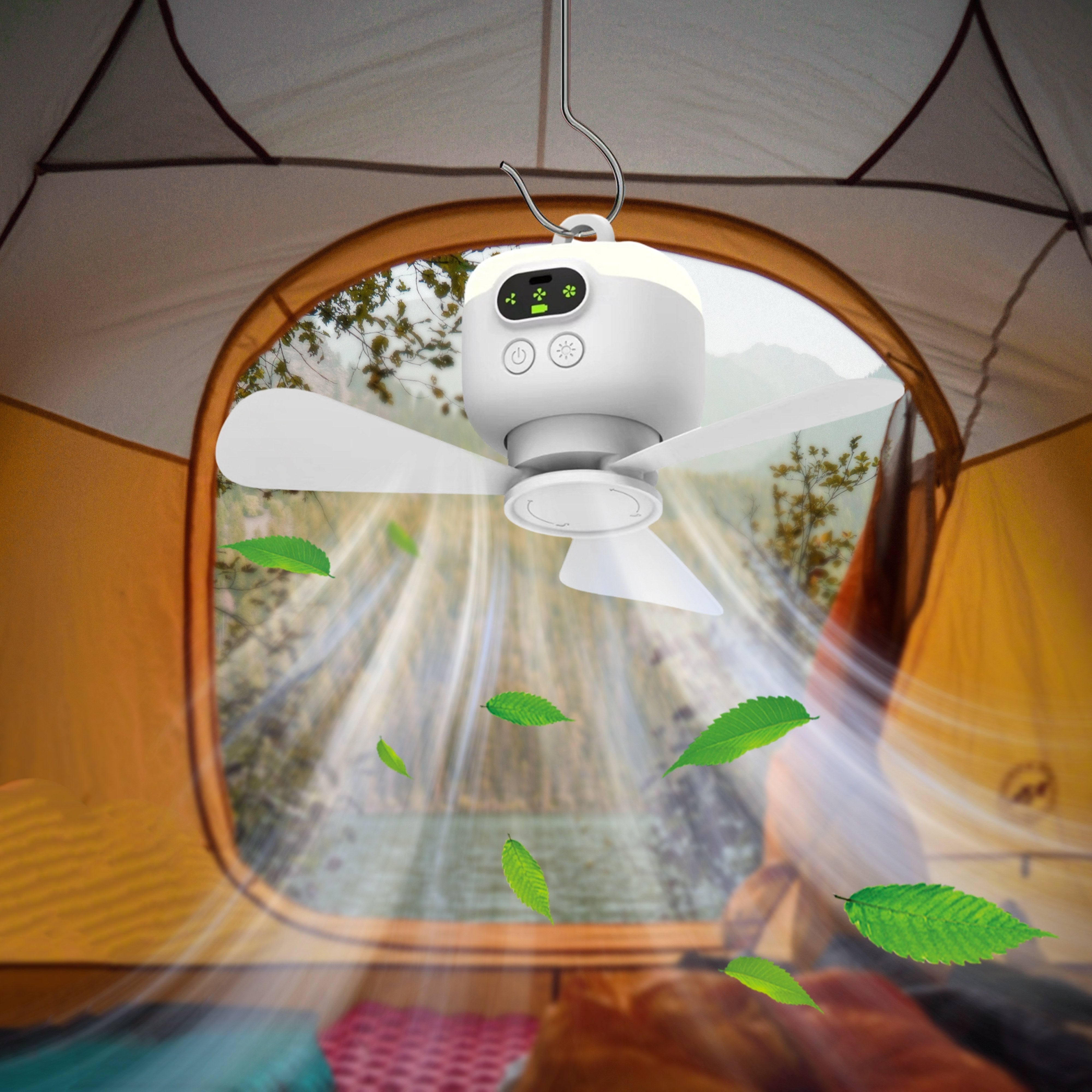 Portable USB Rechargeable Camping Fan with Hanging Design and Remote Control