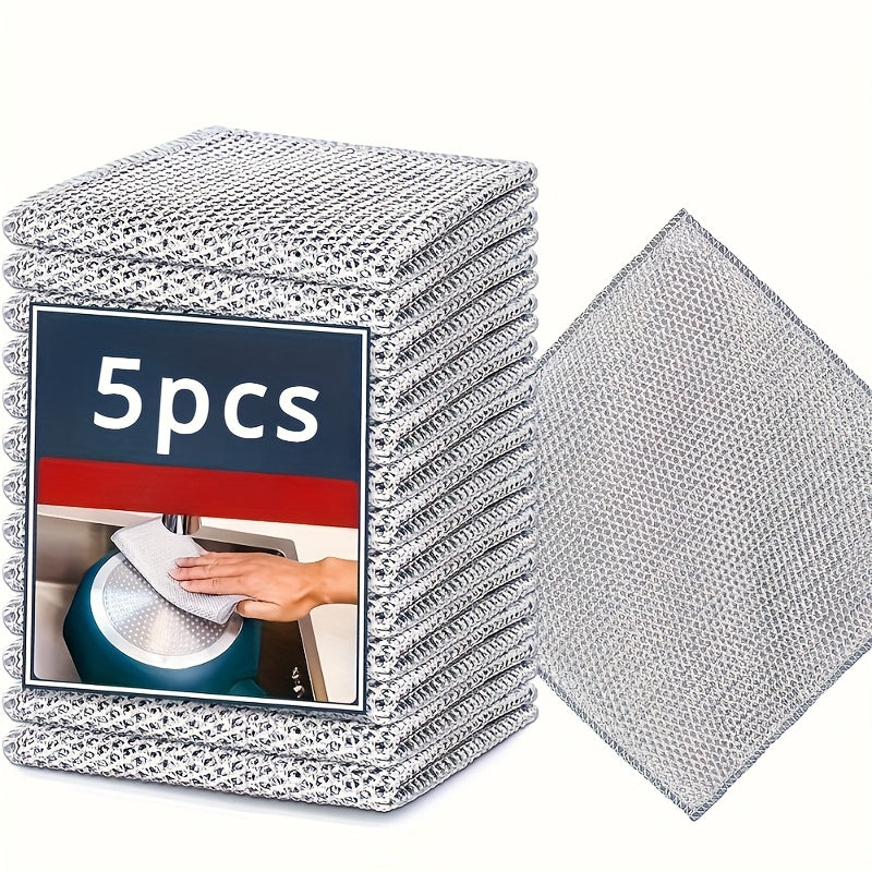 Double-Sided Steel Wire Cloths for Dishwashing, Reusable, Non-Greasy Kitchen Towels