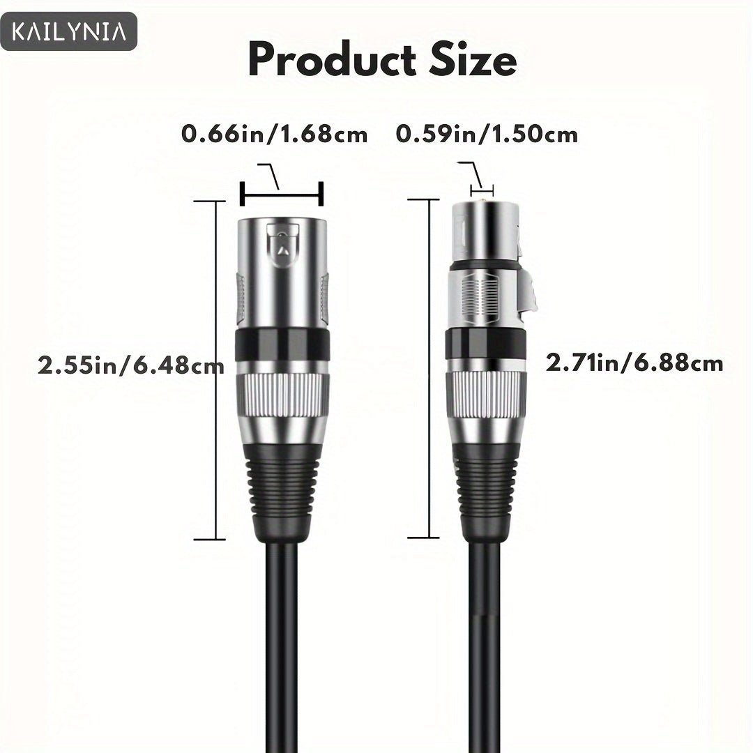 3-Pin Balanced XLR Audio Cable Male to Female Shielded for Microphones and Studio Use