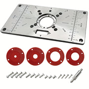 Aluminum Router Table Insert Plate for Woodworking Benches with 4 Rings