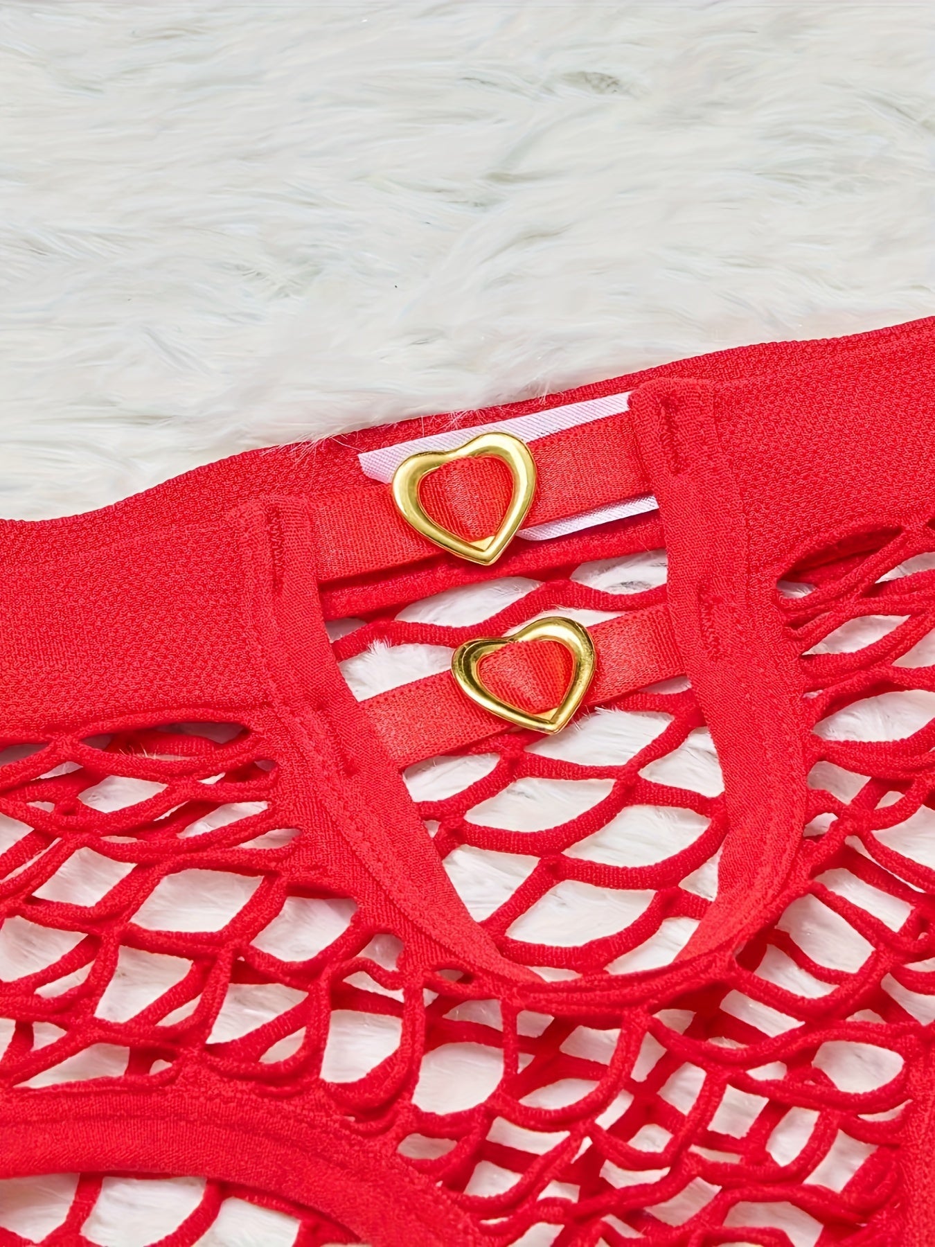 Women's Heart-Shaped Mesh Low Waist Panties Hollow-Out Lingerie
