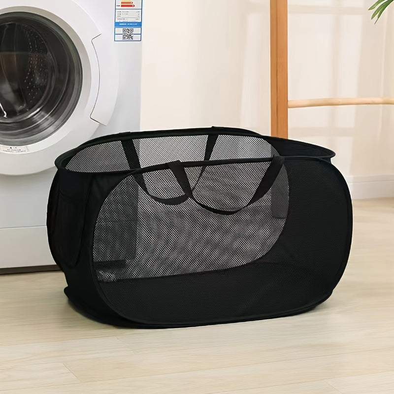 Foldable Mesh Laundry Basket with Handles for Clothes and Toys Storage