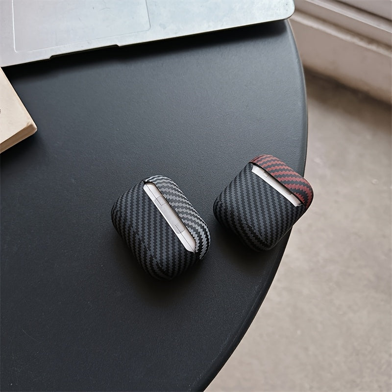 Carbon Fiber Color Striped AirPods Pro Case for Apple Headphones Red Grey