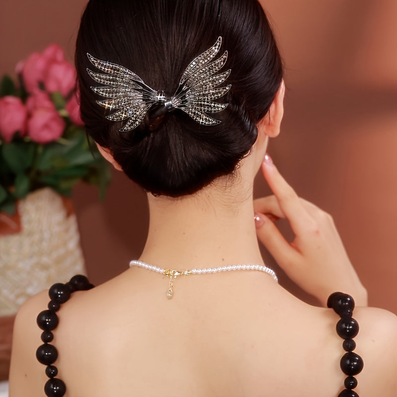 Elegant Gold and Silver Double Wing Hair Clip for Sophisticated Styling
