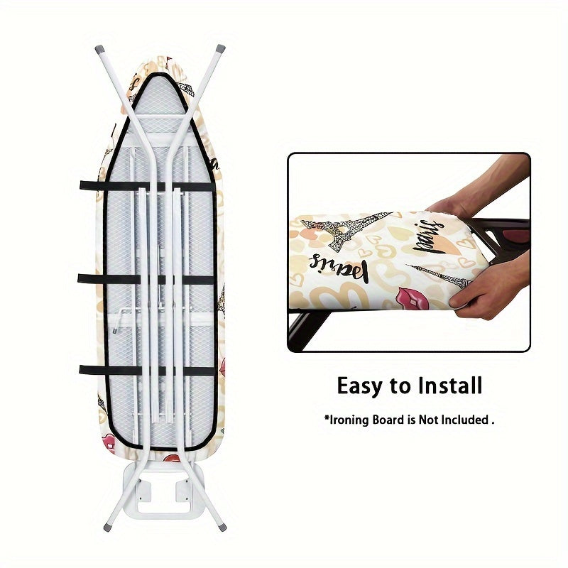 Elegant Eiffel Tower Print Ironing Board Cover 38x137 cm Stain-Resistant Padding