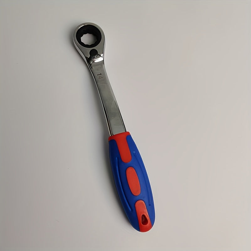 Унисекс пластиковый двухсторонний трещоточный ключ 8-19мм с изогнутой рукояткой