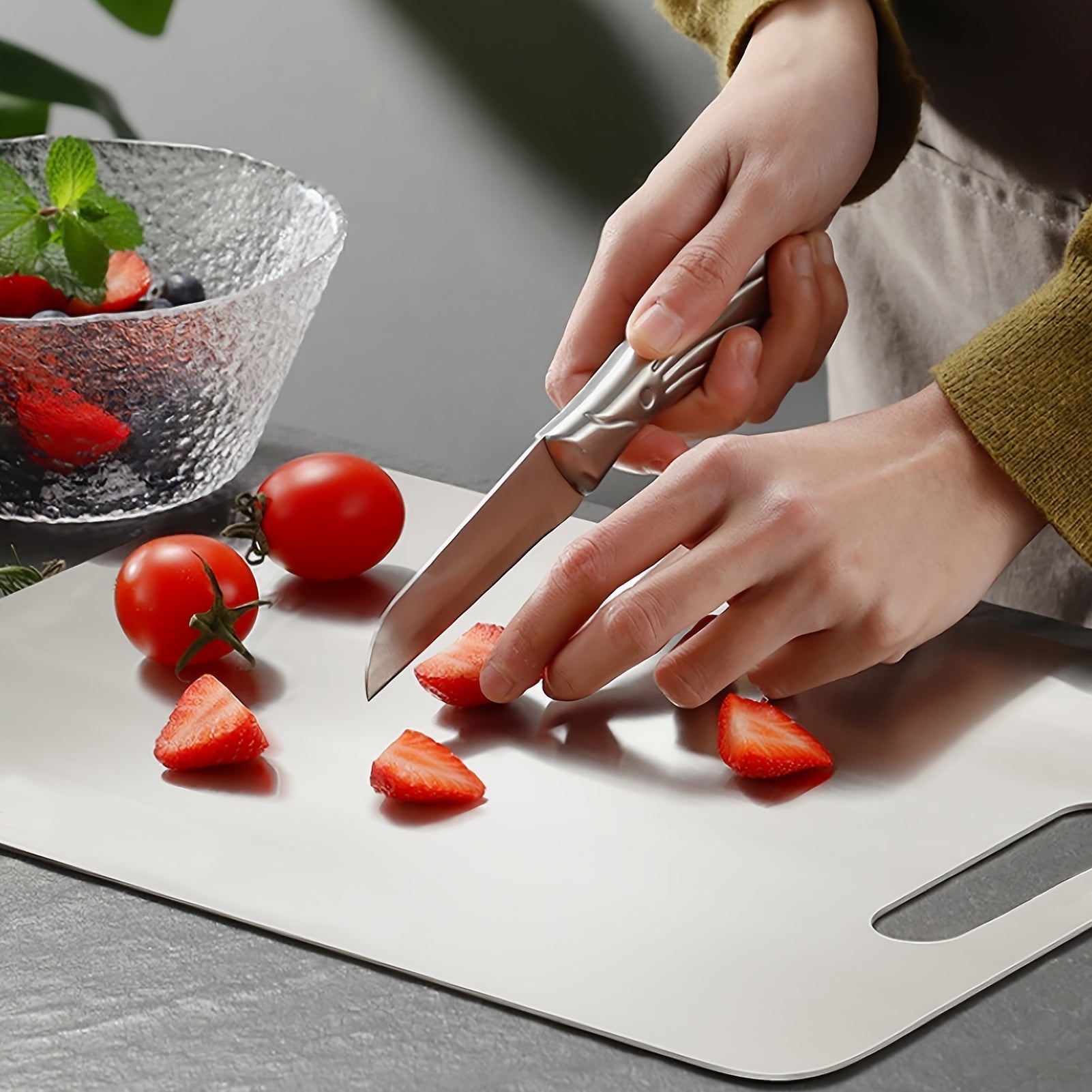 Double-Sided Stainless Steel Kitchen Cutting Board Set for Meat Vegetables Fruits