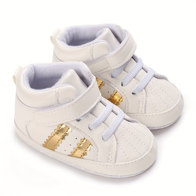 Infant Boys Non-Slip Striped Crib Shoes with Embroidered Moire Pattern