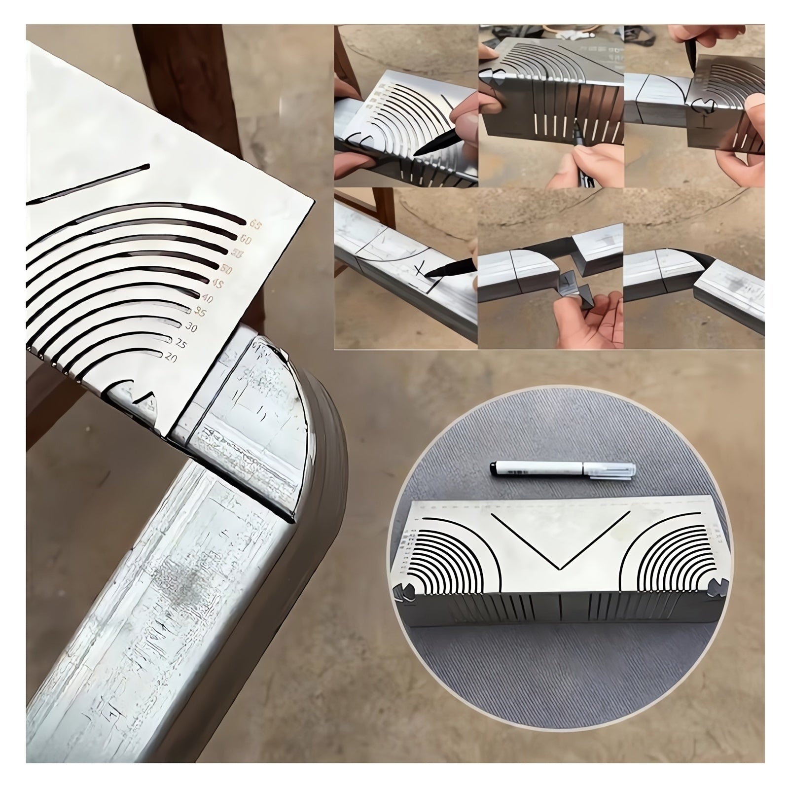 Stainless Steel Scriber with Adjustable 90 Degree Angle and Radius Marking Tool for Metalworking and Architectural Use