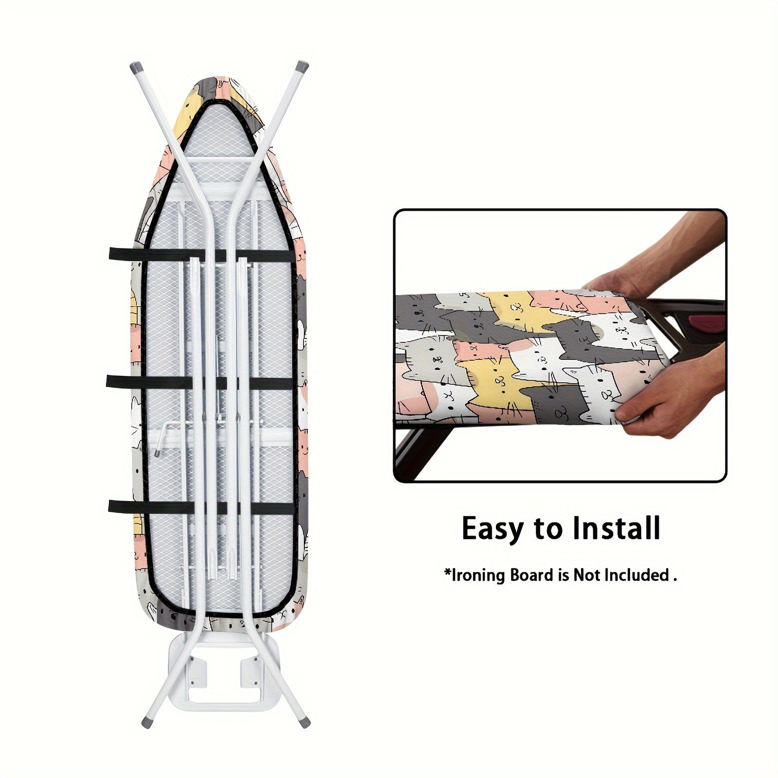 Cartoon Cat Ironing Board Cover Non-Electric Dustproof Elastic Edge Home Decor