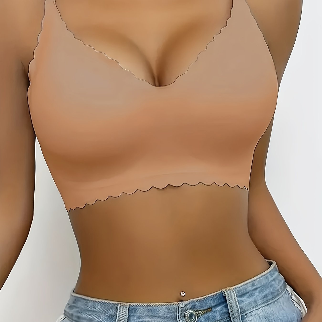 Bralette de nylon talla grande para deportes yoga inalámbrica con relleno removible color sólido