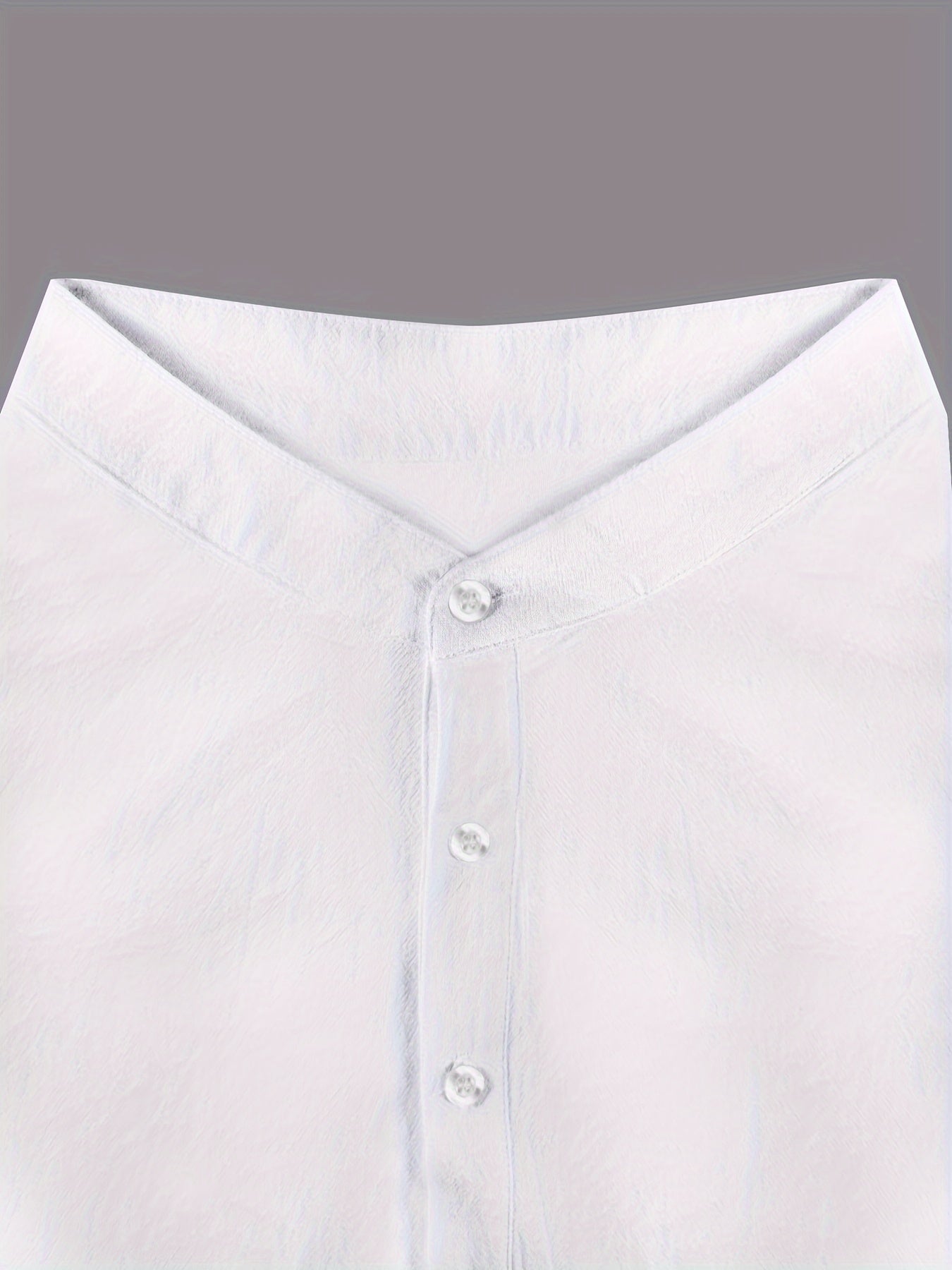 Camisa blanca de algodón para hombre con cuello alto, medio botón, bolsillo en el pecho y talla grande