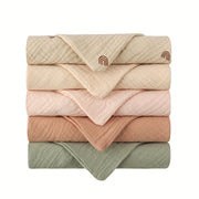 Набор из 5 муслиновых пеленок Youngsters 100% - 4 слоя гипоаллергенных полотенец для лица, успокаивающих слюну - Пеленки размером 22.86x22.86 см - Необходимы для детей - Идеально подходят для мальчиков и девочек (случайные цвета)