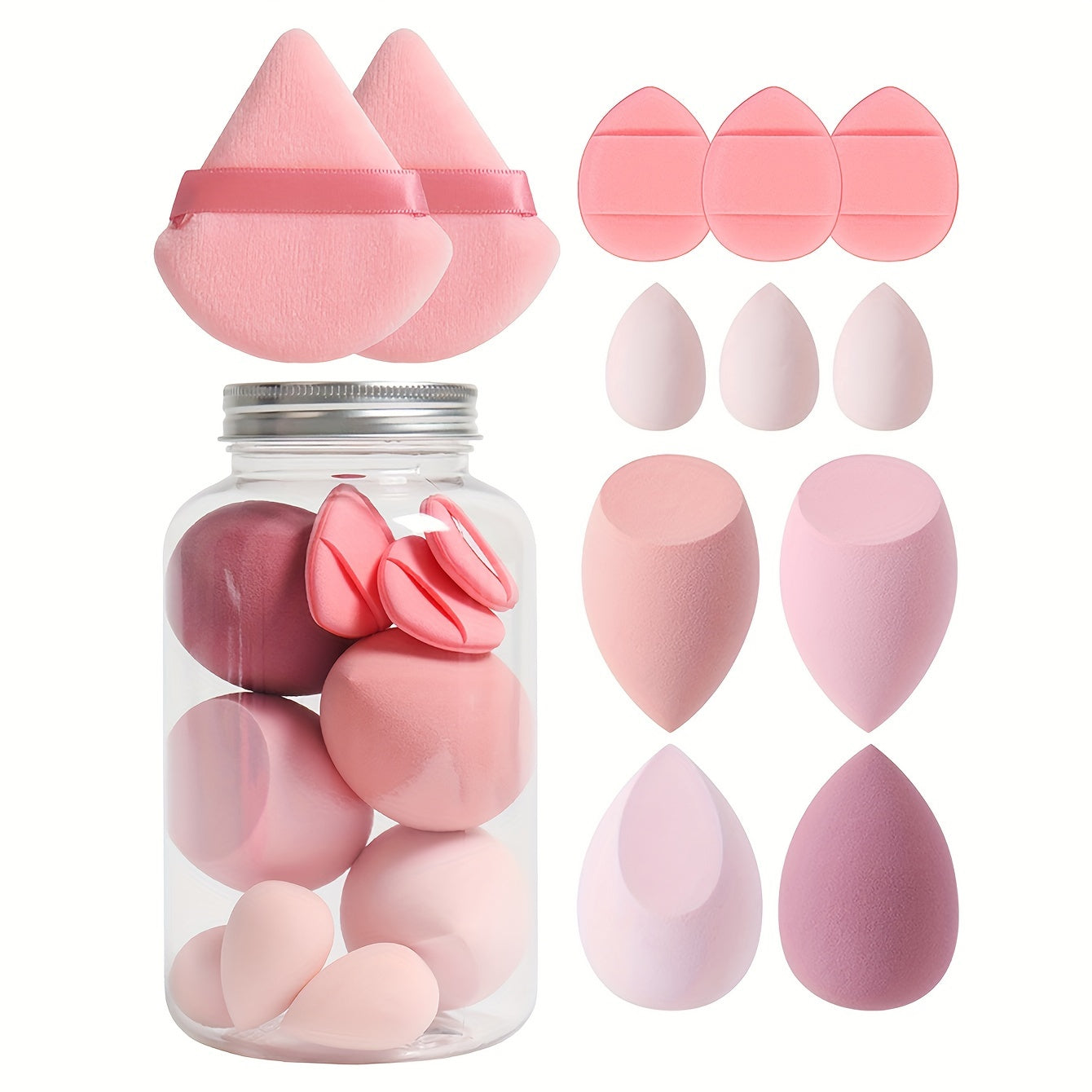Set de 12 esponjas de maquillaje sin látex para base líquida y corrector