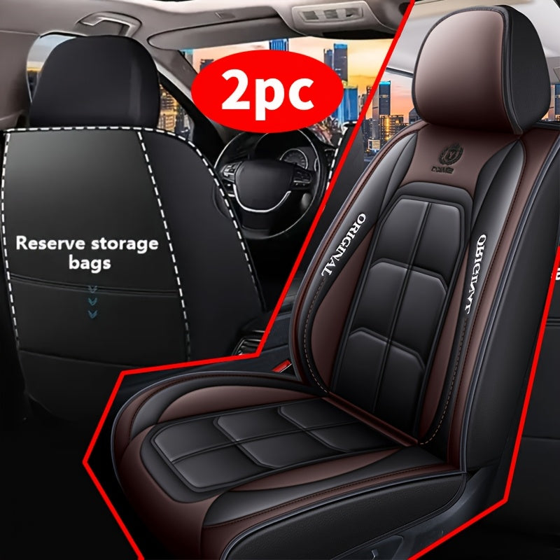 2pcs Front Car Seat Covers Leather Fit for Driver and Passenger Seats