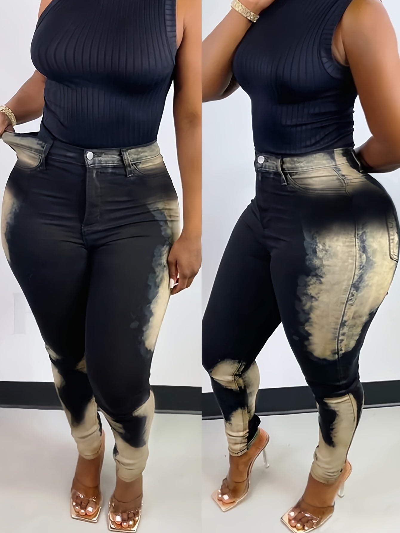 Women's Curvy Denim Pants Casual Fit Stretchy Jeggings