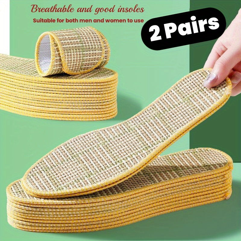 Unisex Breathable Bamboo Insole Comfort Pads 2 Pairs, Wear-Resistant