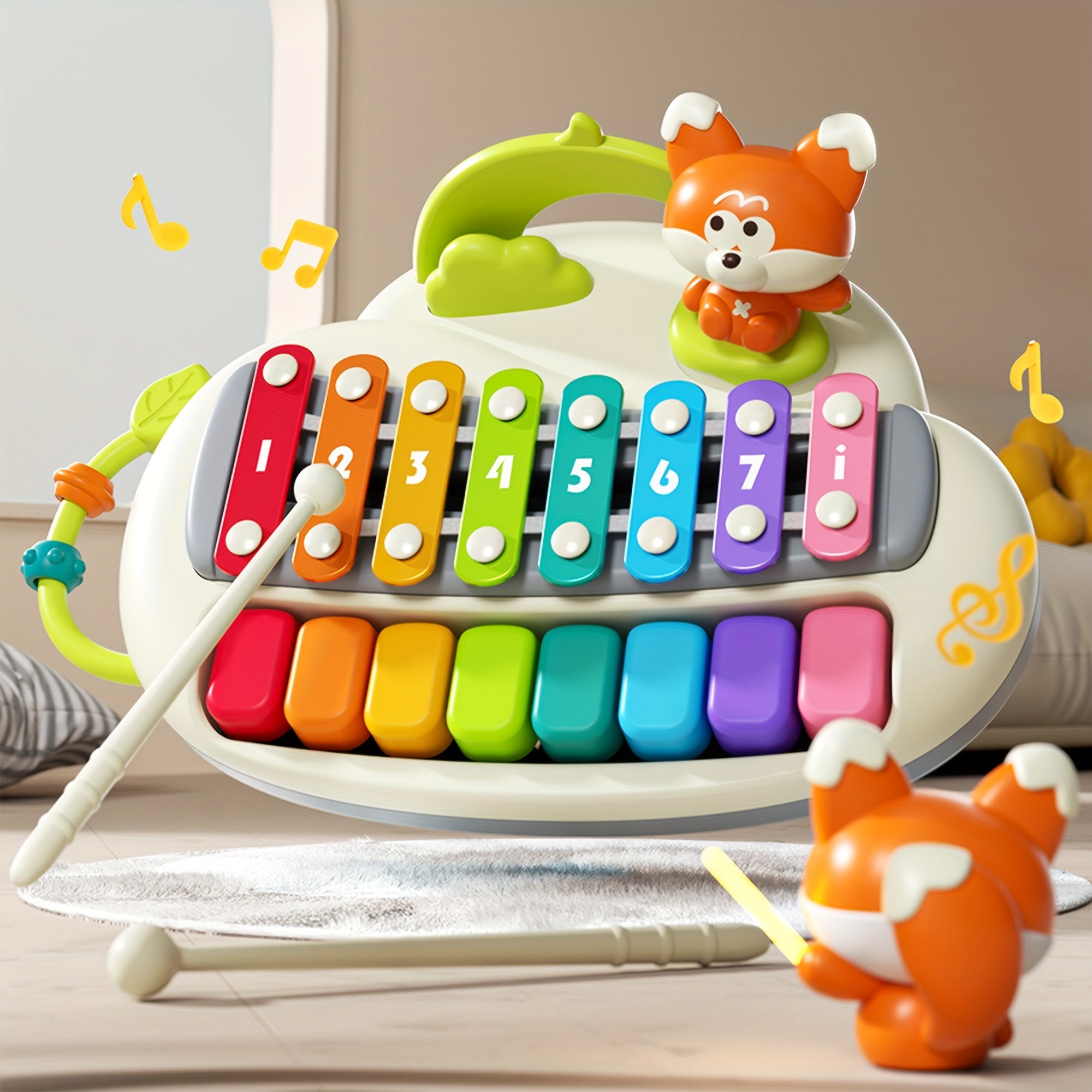 Kids Musical Toy 2-in-1 Piano Xylophone for Girls and Boys with Multicolored Keys