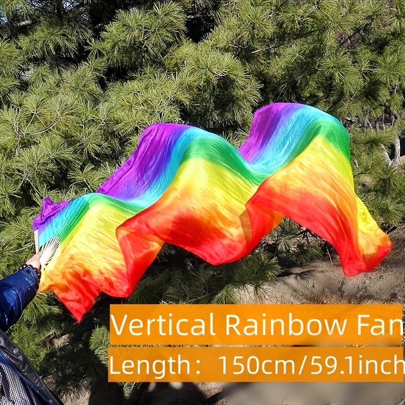 Large Rainbow Folding Fan for Festivals and Parties Colorful Handheld Accessory