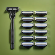 Men's Safety Razor Stainless Steel Handle Mach 3 Blades for Smooth Shave