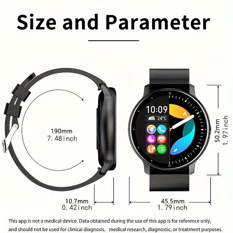 Smart Watch with Call Function Wireless 5.2 TFT Display Silicone Strap Multi-Sport Weather Forecast