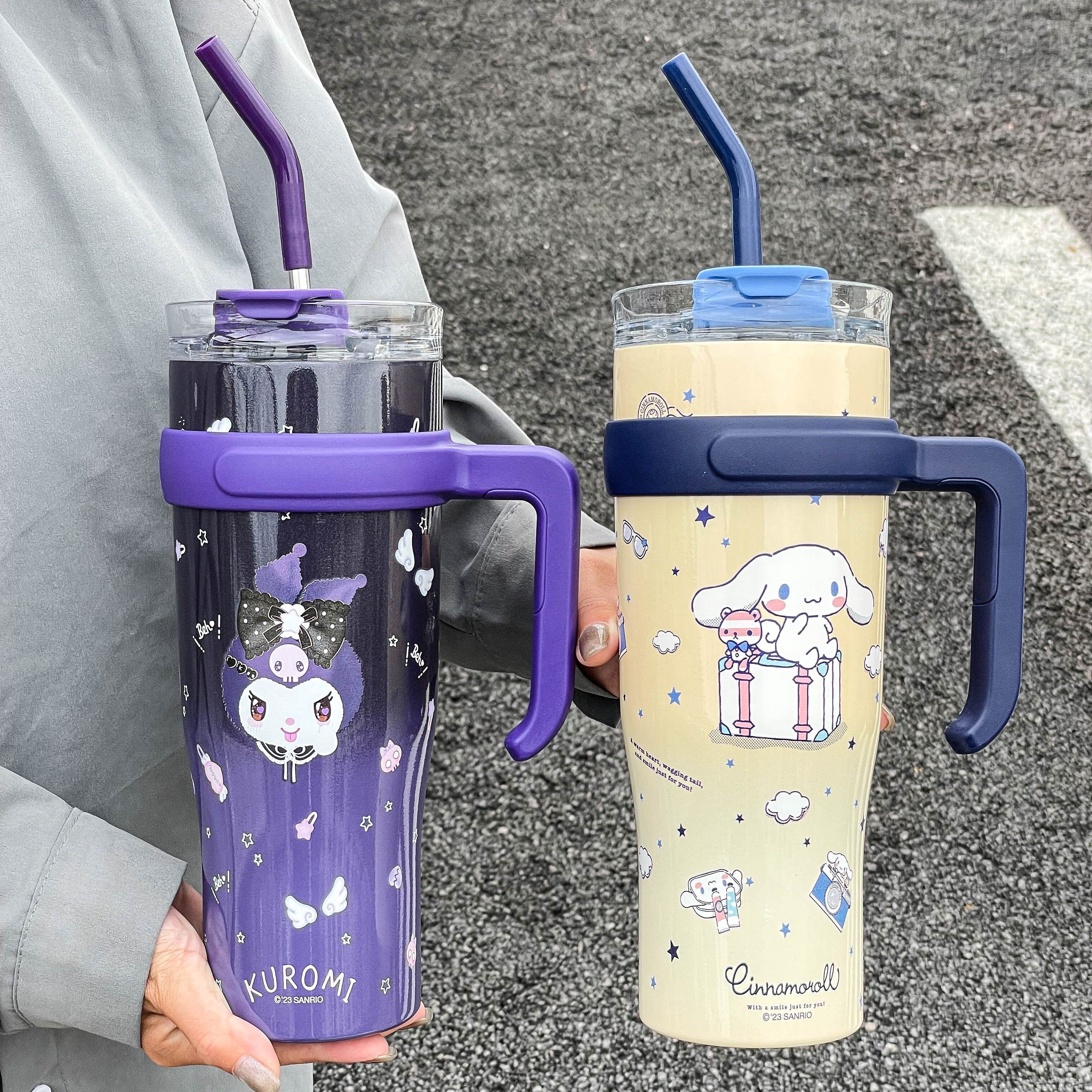 Vaso aislado de gran capacidad con diseño de Hello Kitty y pajilla para beber fácilmente