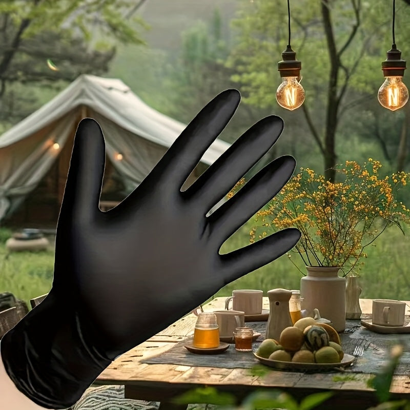 Guantes desechables de nitrilo negros, impermeables, para limpieza doméstica