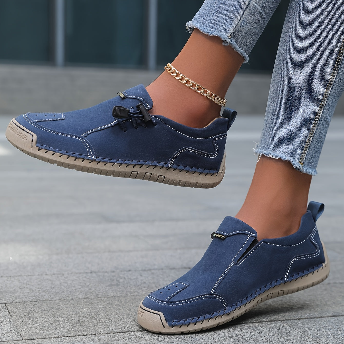 Women's Slip-On Sneakers with Rubber Sole, Breathable Fabric, All-Season Comfort