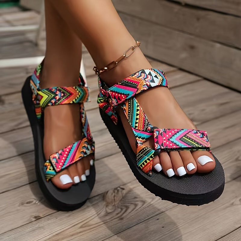 Women's Flat Sandals Open Toe Lightweight Tribal Pattern Casual Summer