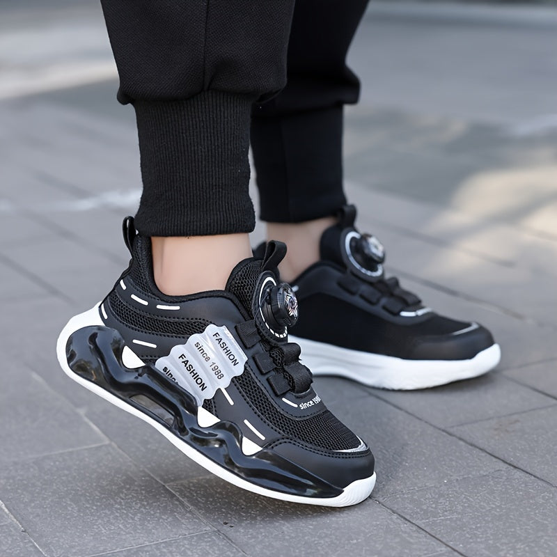 Kids Breathable Mesh Sneakers Low Top with Rotating Buckle Closure for Boys 14 and Under