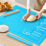 One-Piece EVA Baking Mat Set for Rolling Dough Non-Stick Pastry Mat with Measurements for Pizza Cake Baking Washable Durable Kitchen Accessory for Holidays