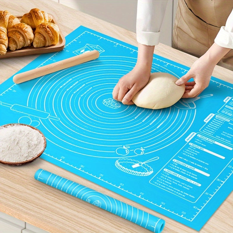 One-Piece EVA Baking Mat Set for Rolling Dough Non-Stick Pastry Mat with Measurements for Pizza Cake Baking Washable Durable Kitchen Accessory for Holidays