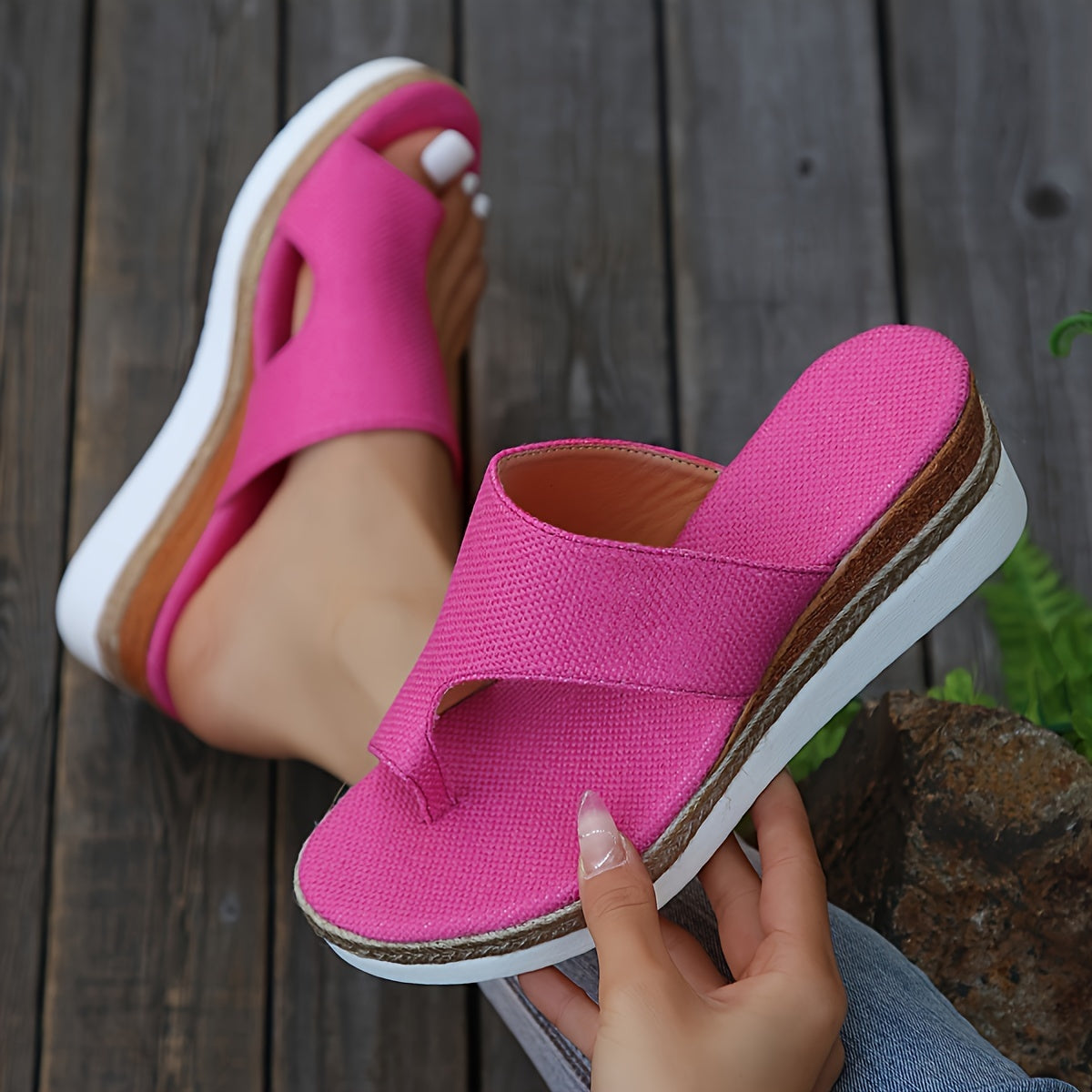 Women's Wedge Sandals Open Toe Slip-On Summer Outdoor Slides
