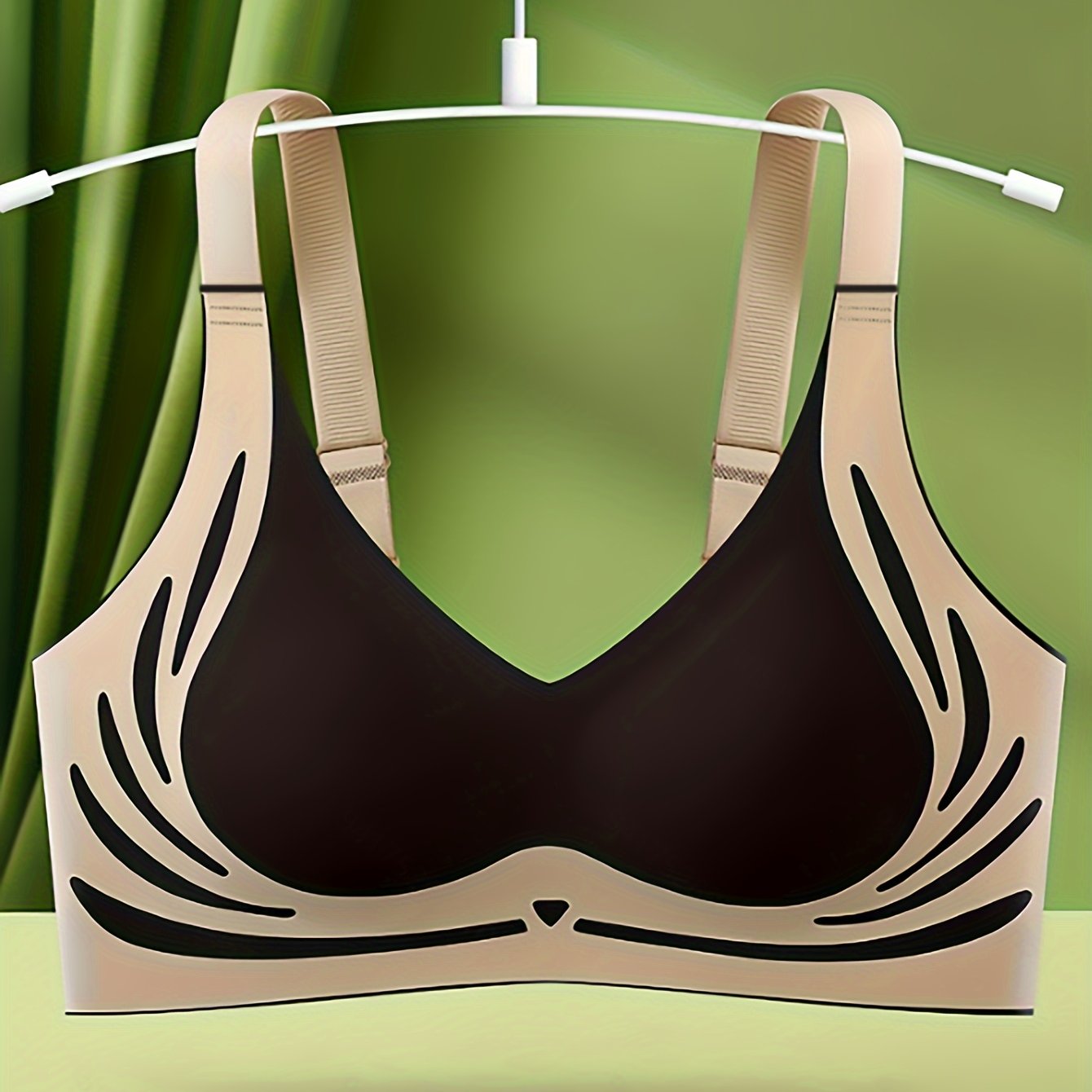 Seamless Soft Support T-Shirt Bra with Geometric Pattern Knitted Fabric No Underwire Adjustable Pads Summer