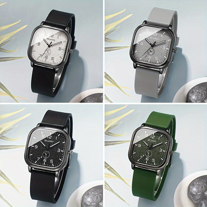 Men's Quartz Watch Square Dial Alloy Case Silicone Strap Not Waterproof Business Casual