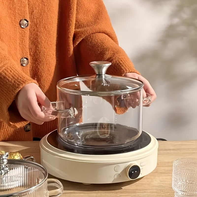 Large Borosilicate Glass Pot with Dual Handles for Gas and Electric Stoves