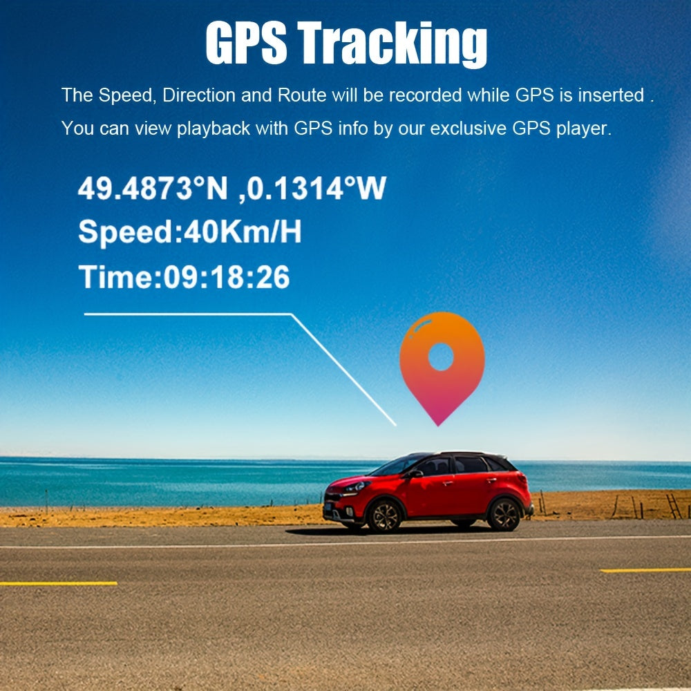 Cámara dual de tablero de 30.48cm con GPS, 4K en el frontal, 1080P en la parte trasera, pantalla OLED, WiFi, sensor G