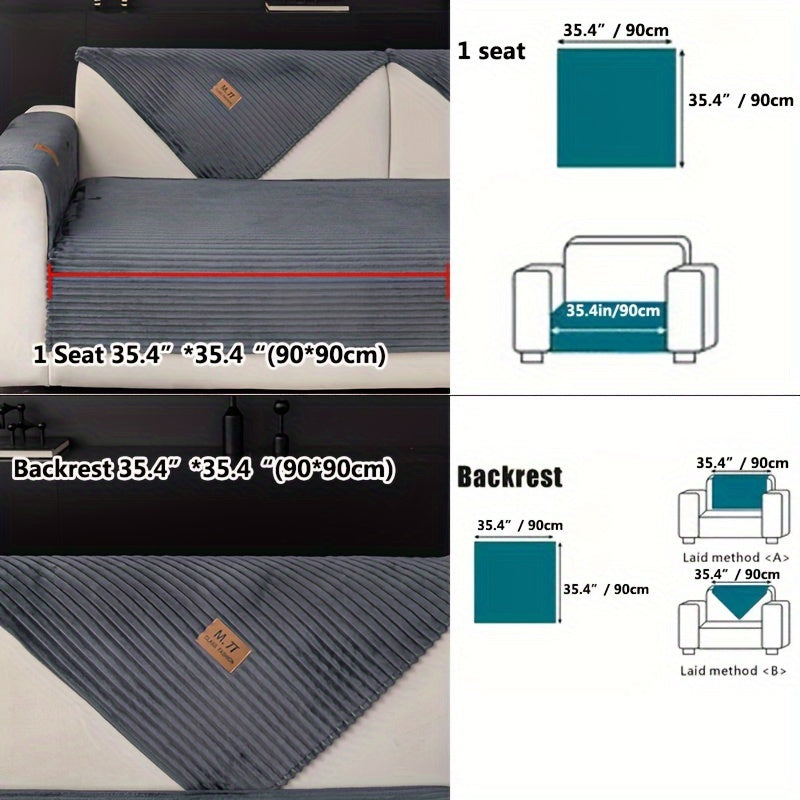 Плюшевый чехол на диван, толстый, теплый, зимний, противоскользящий, современный, дружелюбный к питомцам, для гостиной, спальни, офиса