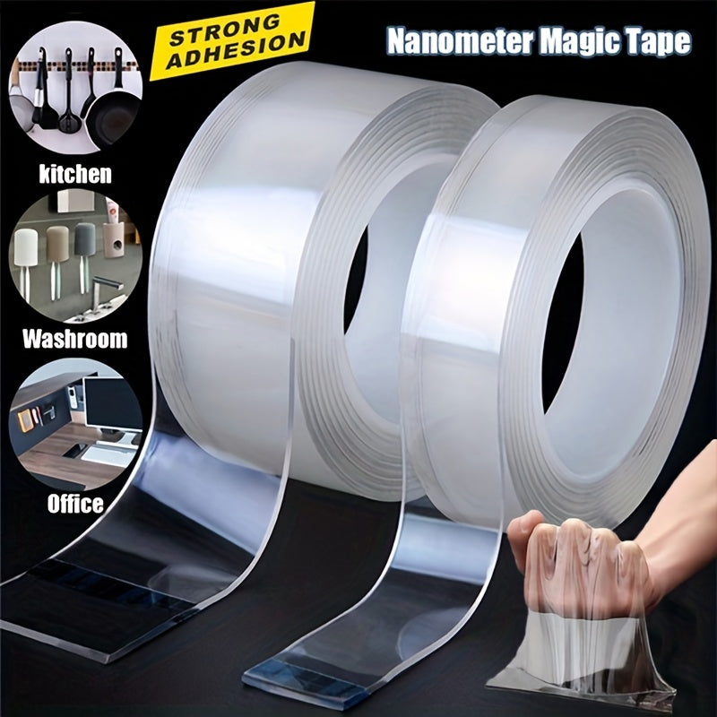 Transparent Nano Tape Washable Reusable Dual-Sided Adhesive for Home and Office