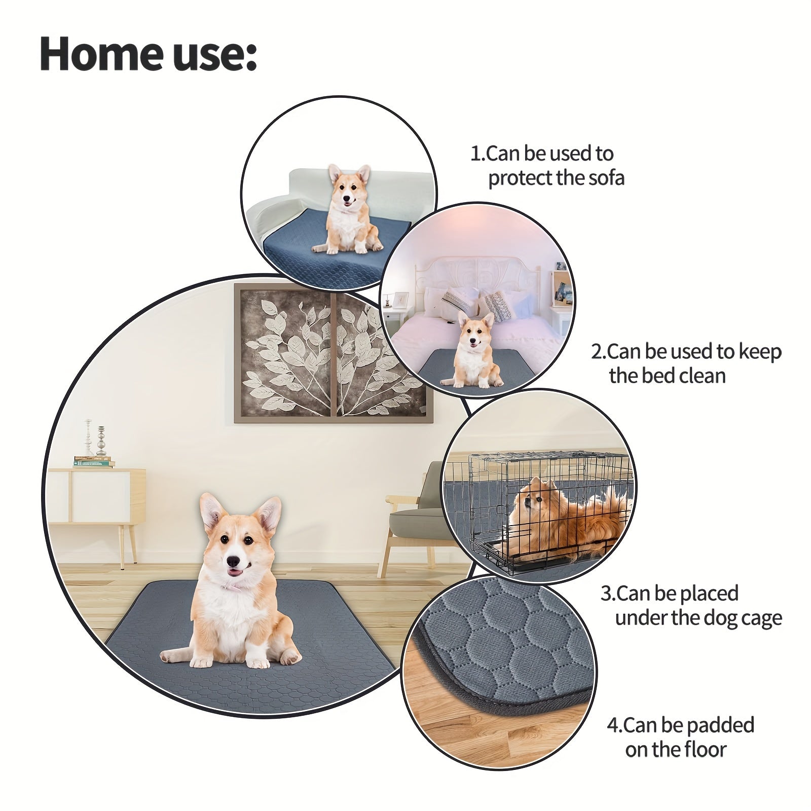 Non-Slip Reusable Pet Training Pad for Dogs and Cats Polyester