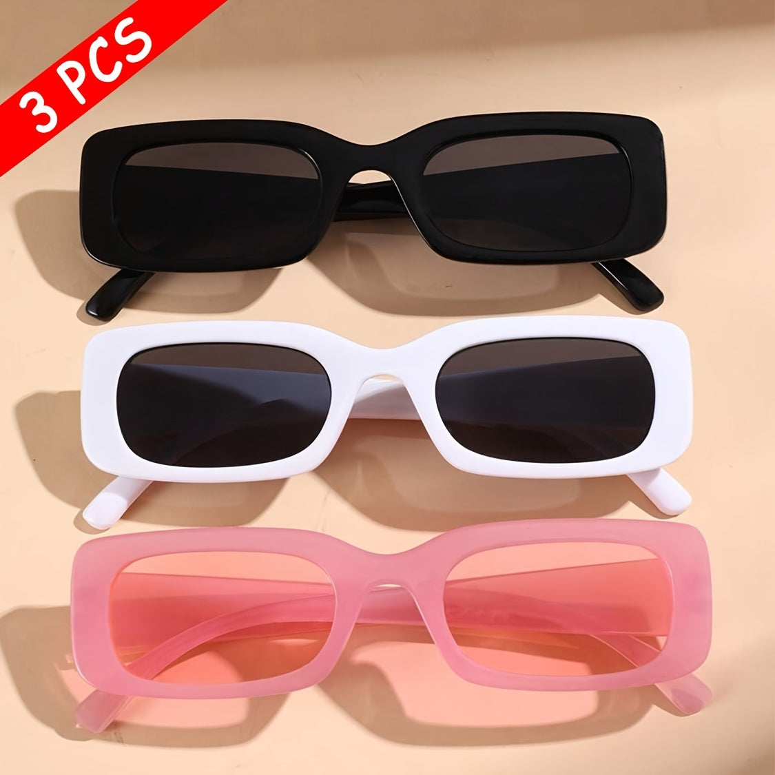 Gafas de sol de moda cuadradas de 3 piezas para protección ocular en verano conducción