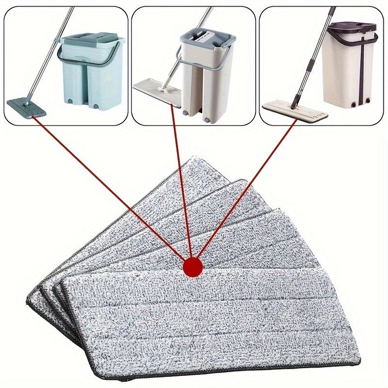 Set of 4 Microfiber Mop Pads for Flat Surfaces, Washable and Absorbent