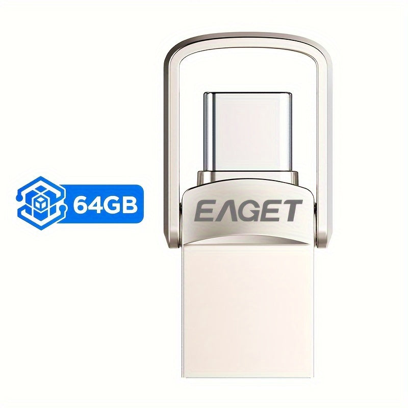EAGET Yuqori Tezlikdagi Mini USB-C Flesh Drayv - 32GB/64GB/128GB, Turli qurilmalar uchun Ikki OTG va USB Type-C Xotira Stick.
