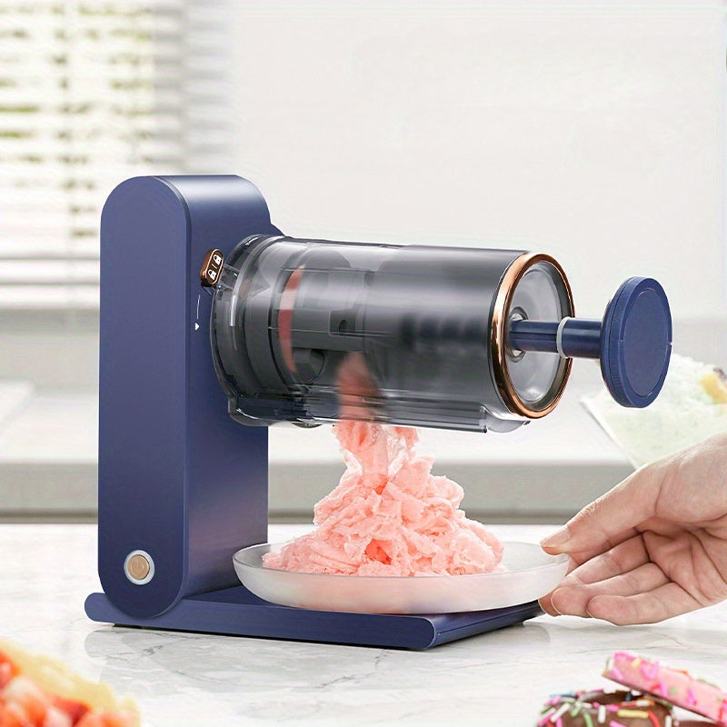 Enleber USB Rechargeable Shaved Ice Cone Machine with Stainless Steel Blades, 2 Reusable Ice Molds. Ideal for Home Kitchen & Camping. Durable and Modern.