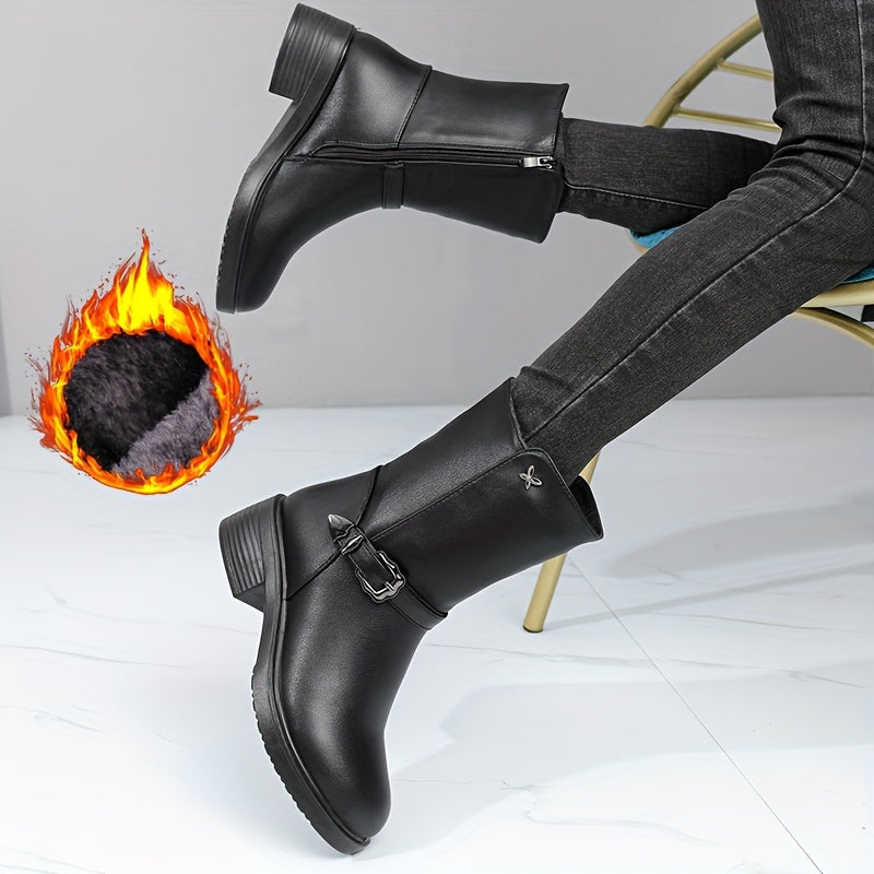 Women's Fleece-Lined Mid-Calf Winter Boots for Warmth and Comfort