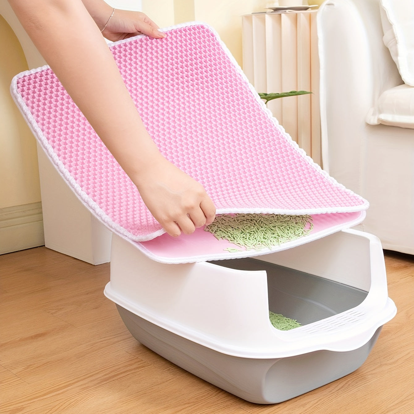 Double Layer Honeycomb Cat Litter Mat Waterproof Washable Reusable Indoor